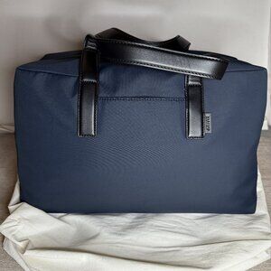 Away Navy Travel Tote with Black Leather Handles